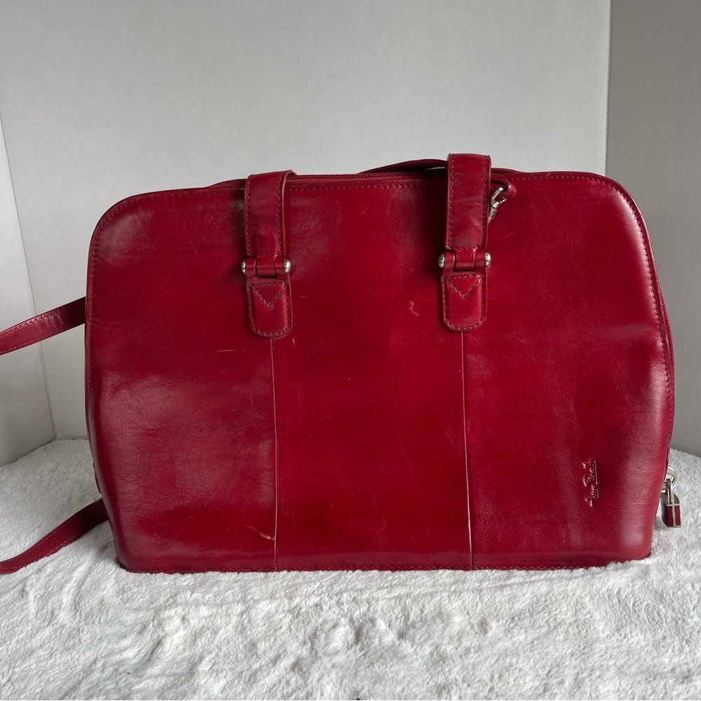 Classic Ladies Tony Perotti Briefcase, Laptop Bag. Red Leather. Gently Used. - Picture 3 of 15